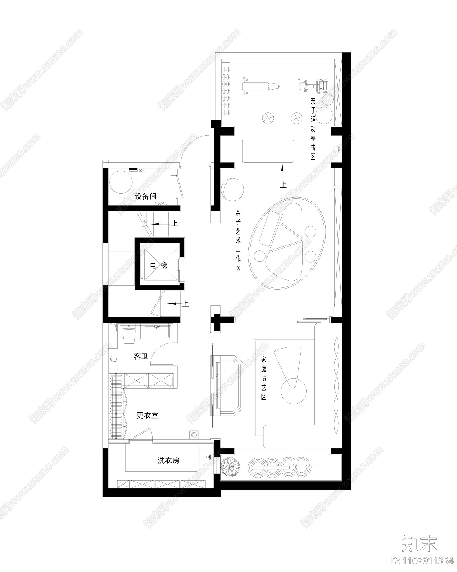 现代简约联排大别墅cad施工图下载【ID:1107911354】