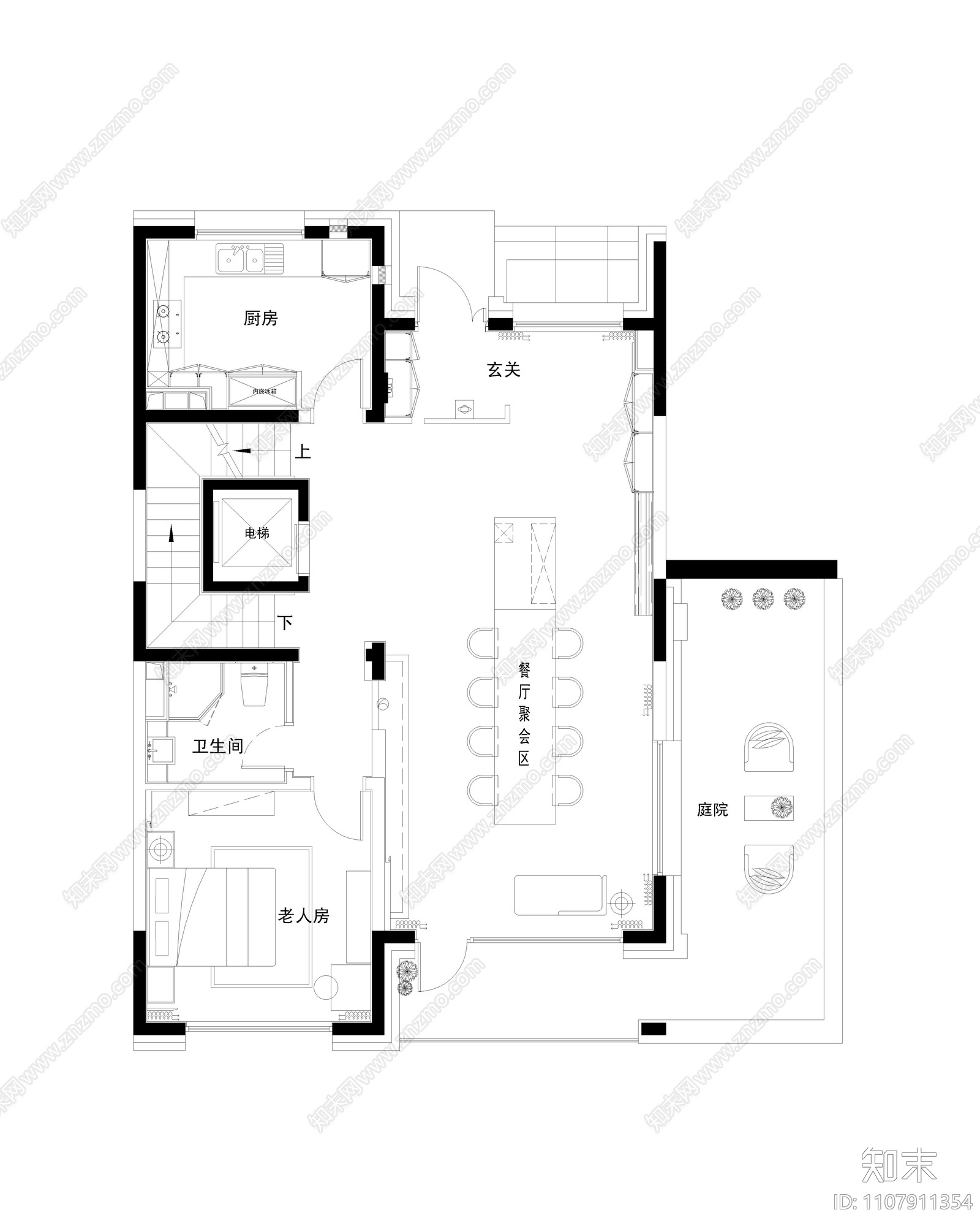 现代简约联排大别墅cad施工图下载【ID:1107911354】