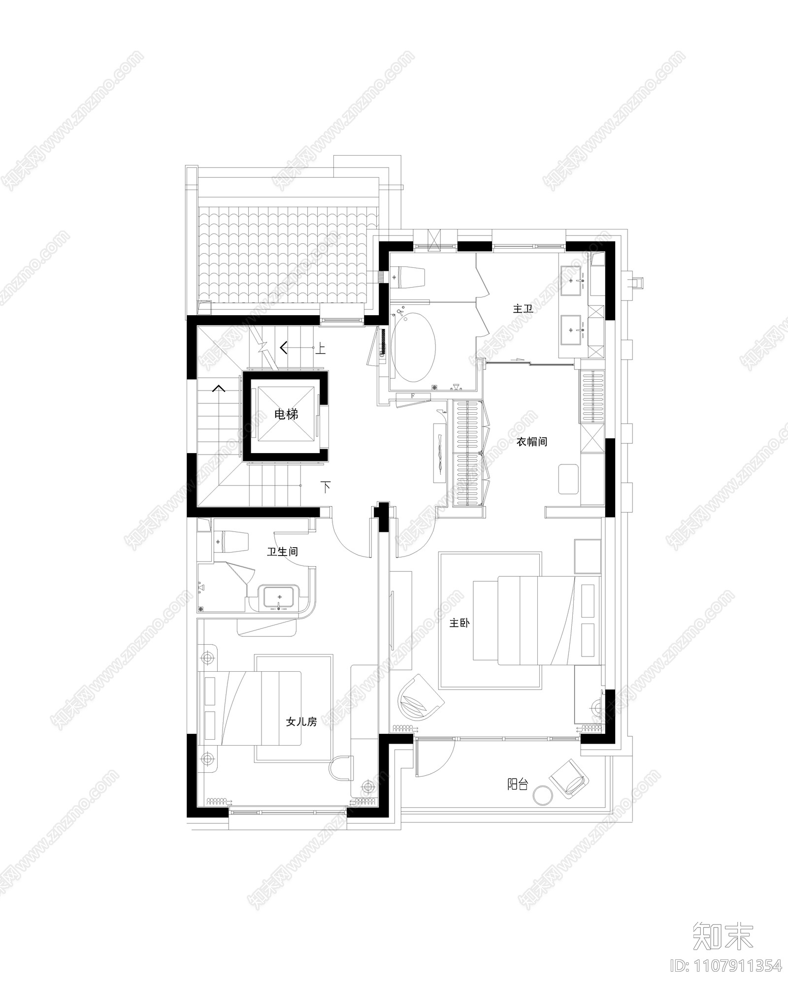 现代简约联排大别墅cad施工图下载【ID:1107911354】