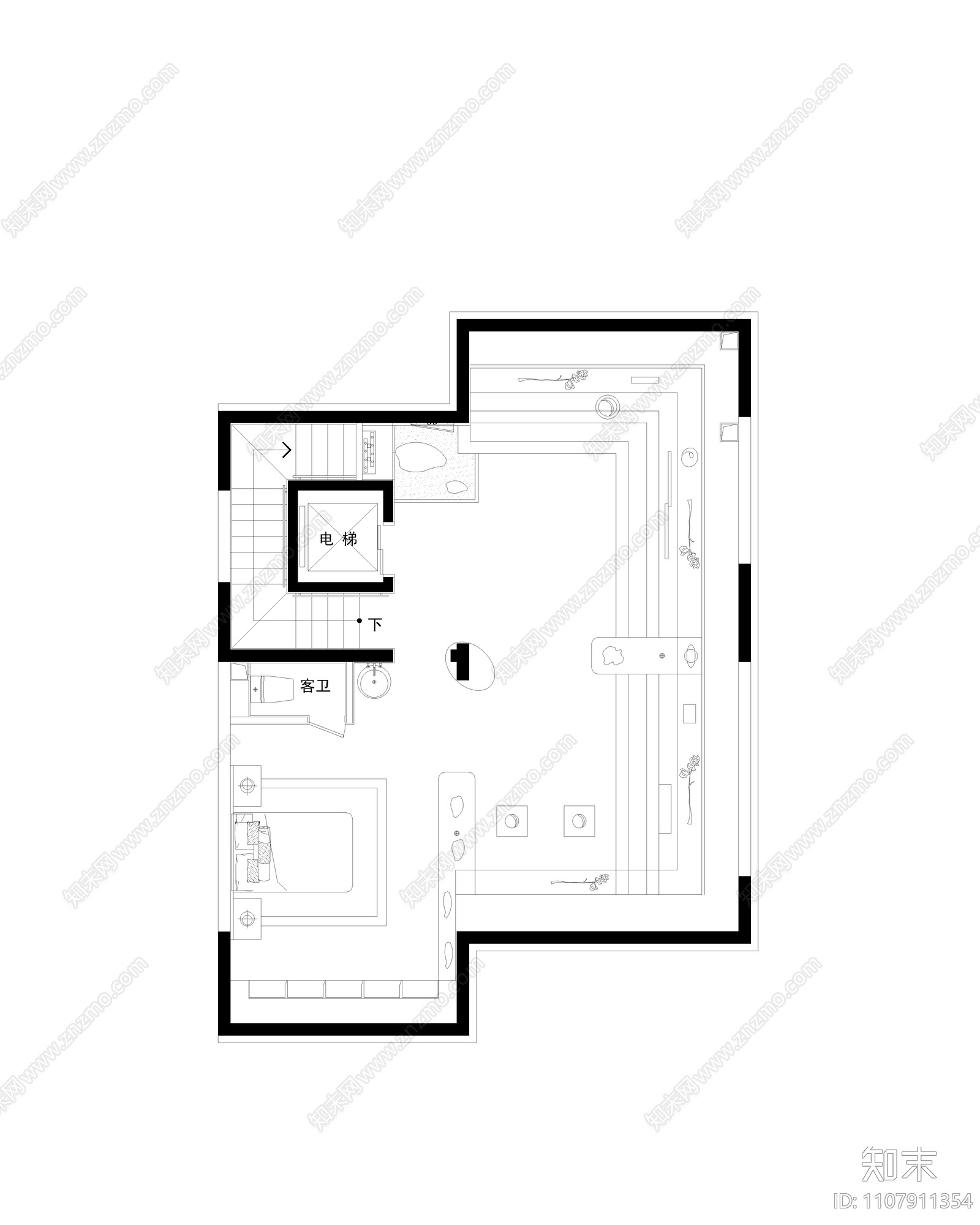 现代简约联排大别墅cad施工图下载【ID:1107911354】