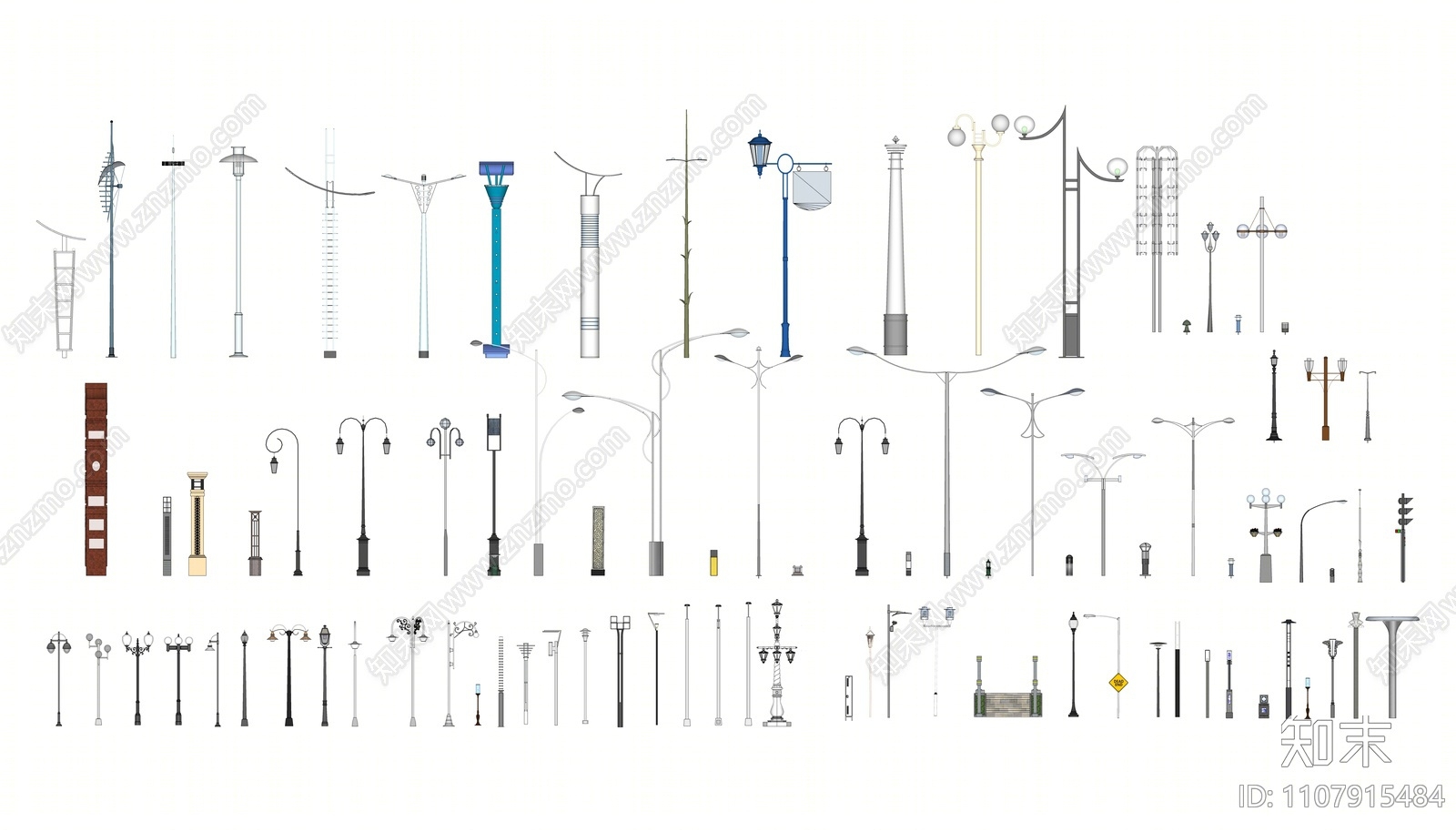 现代路灯SU模型下载【ID:1107915484】