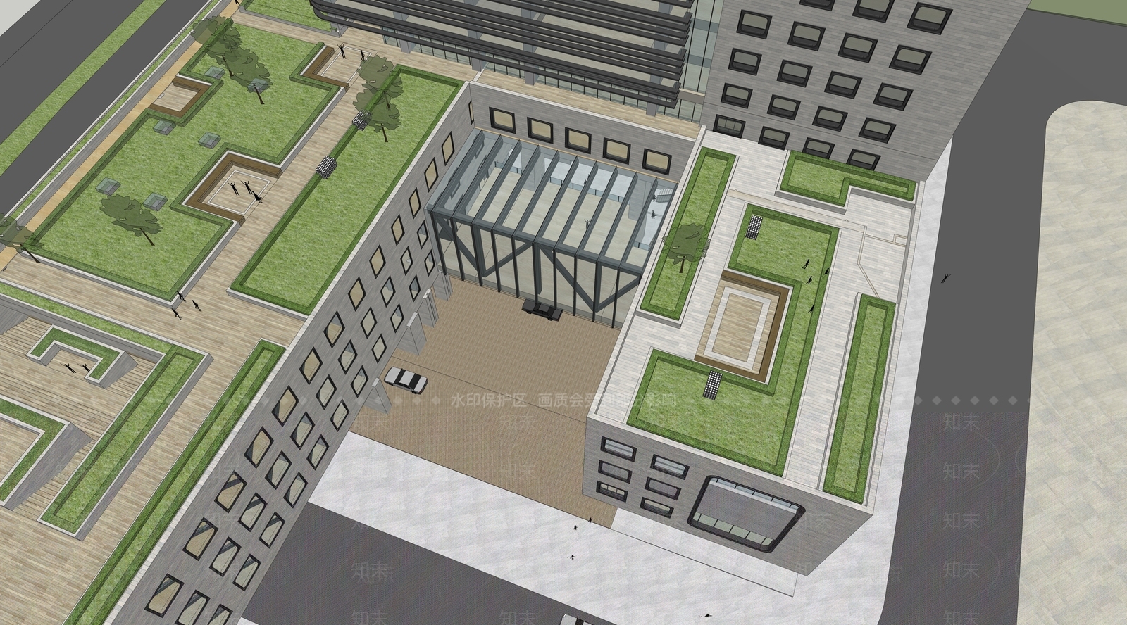 现代图书馆建筑SU模型下载【ID:1107917239】