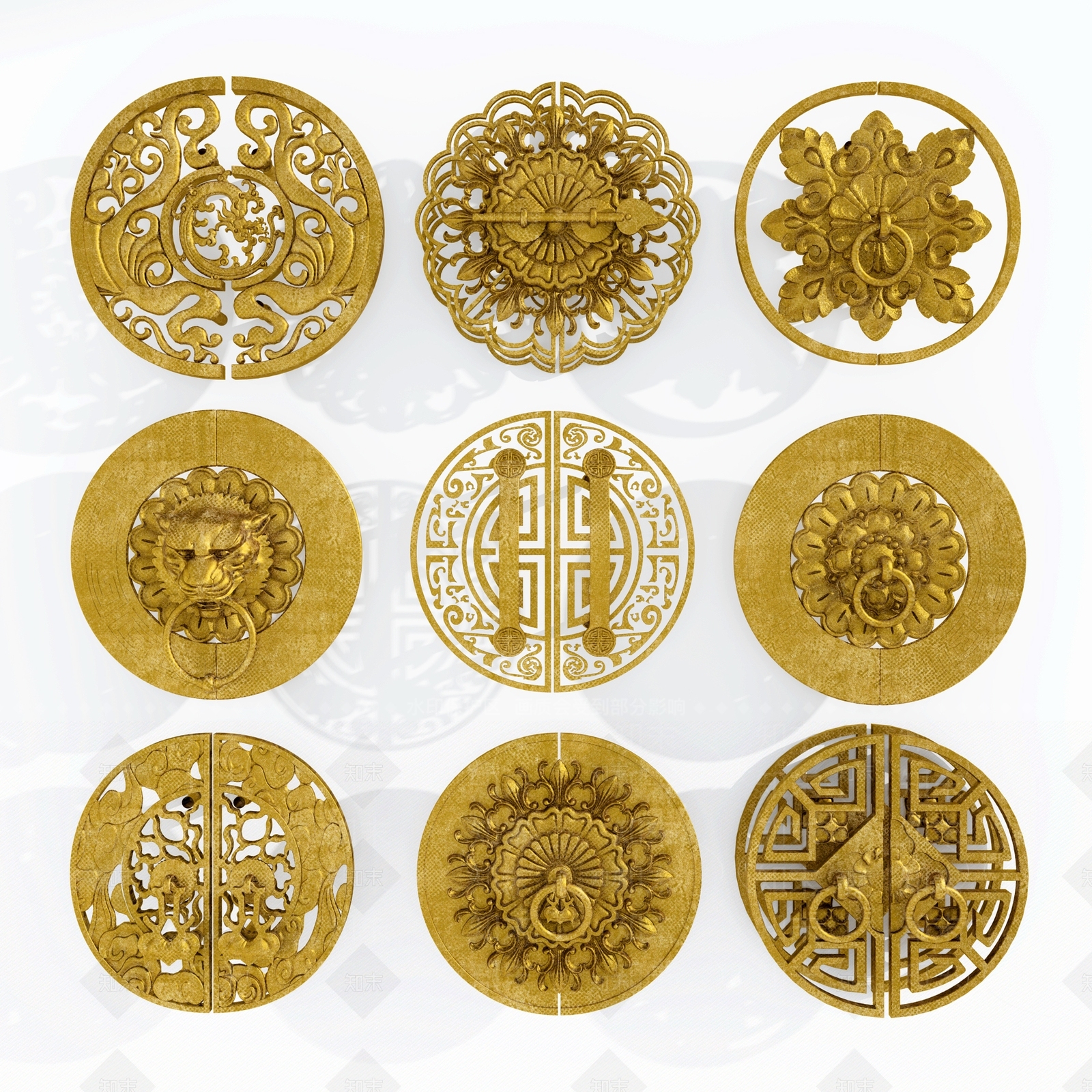 中式大门雕花拉手SU模型下载【ID:1107924089】