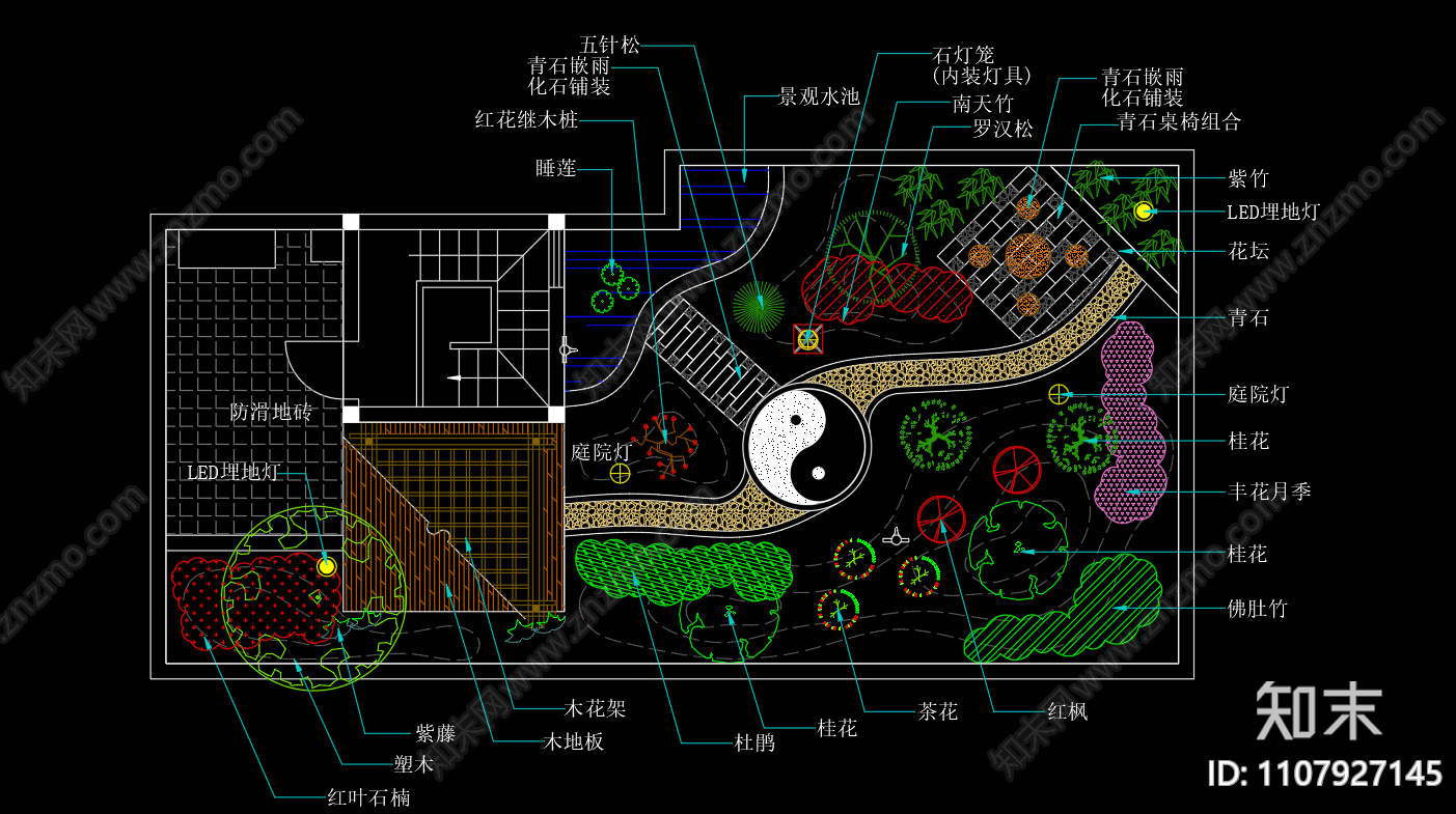 屋顶花园方案cad施工图下载【ID:1107927145】