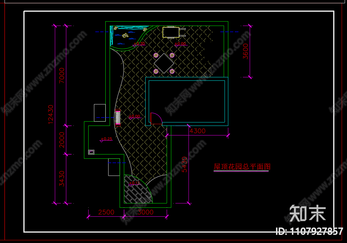屋顶花园方案cad施工图下载【ID:1107927857】