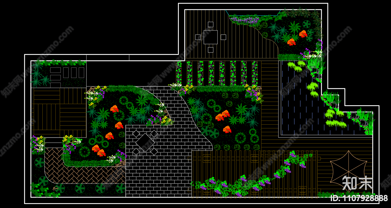 屋顶花园方案cad施工图下载【ID:1107928888】