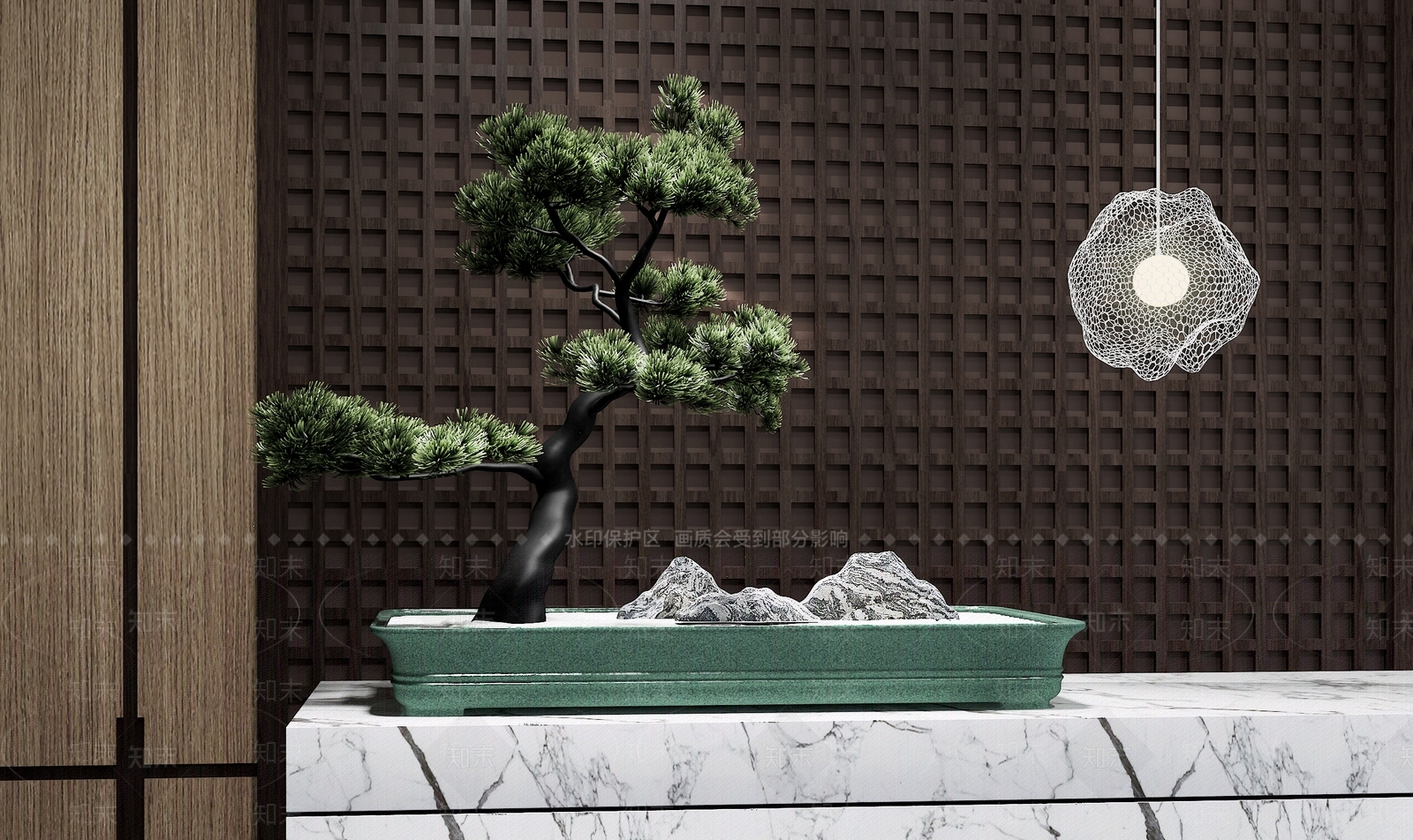 新中式迎客松盆栽3D模型下载【ID:1107931794】