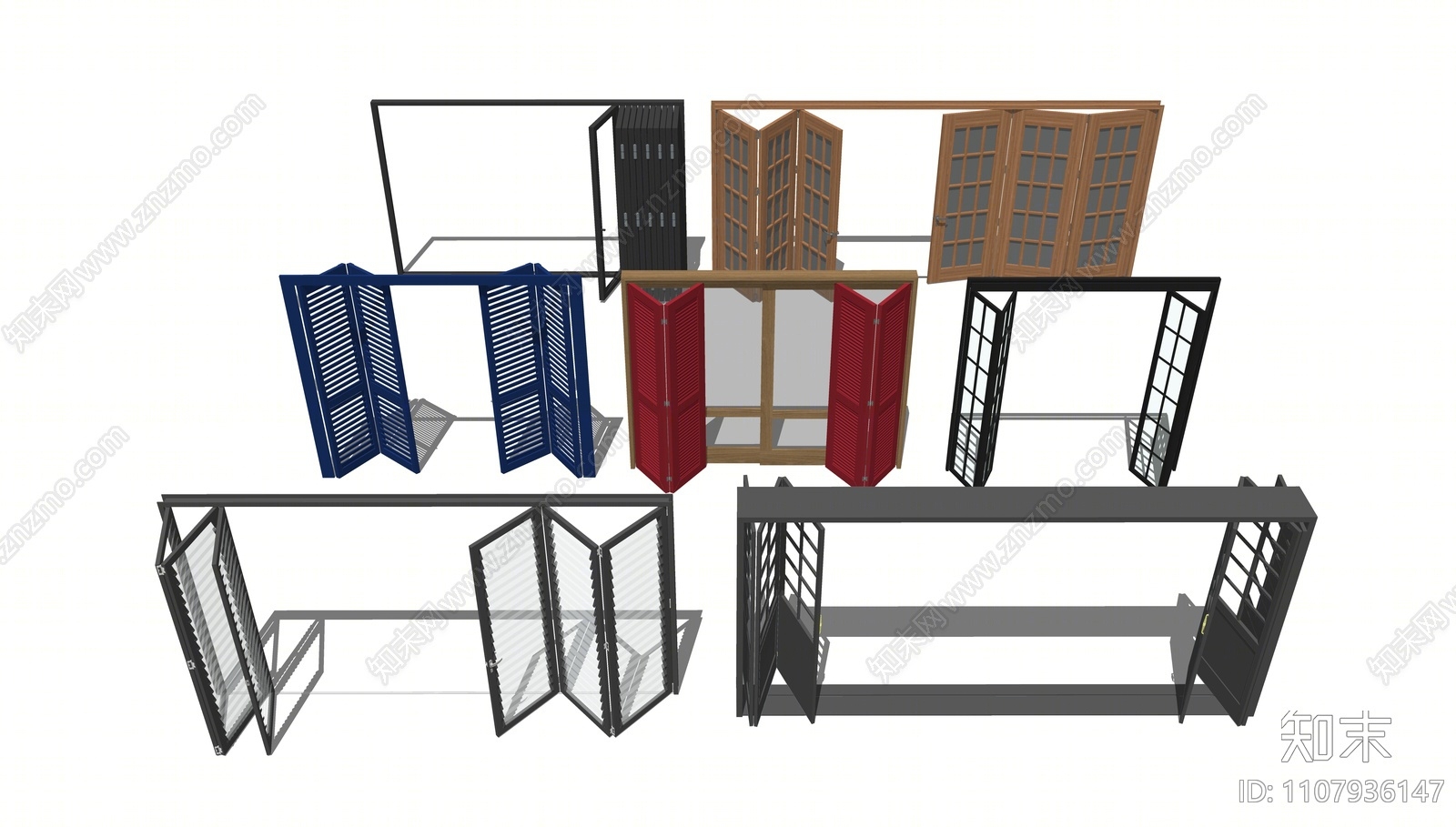 现代木制折叠门SU模型下载【ID:1107936147】