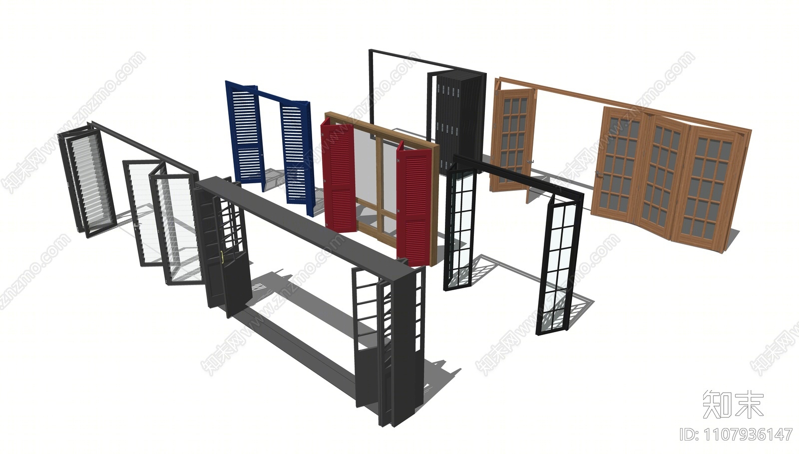 现代木制折叠门SU模型下载【ID:1107936147】
