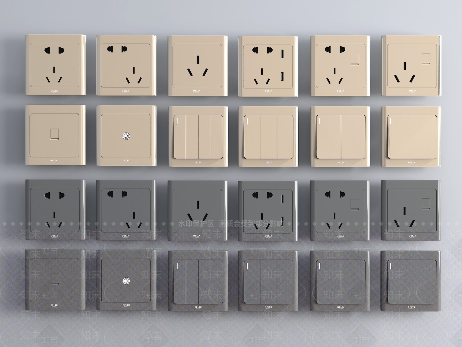 现代开关面板3D模型下载【ID:1107941117】