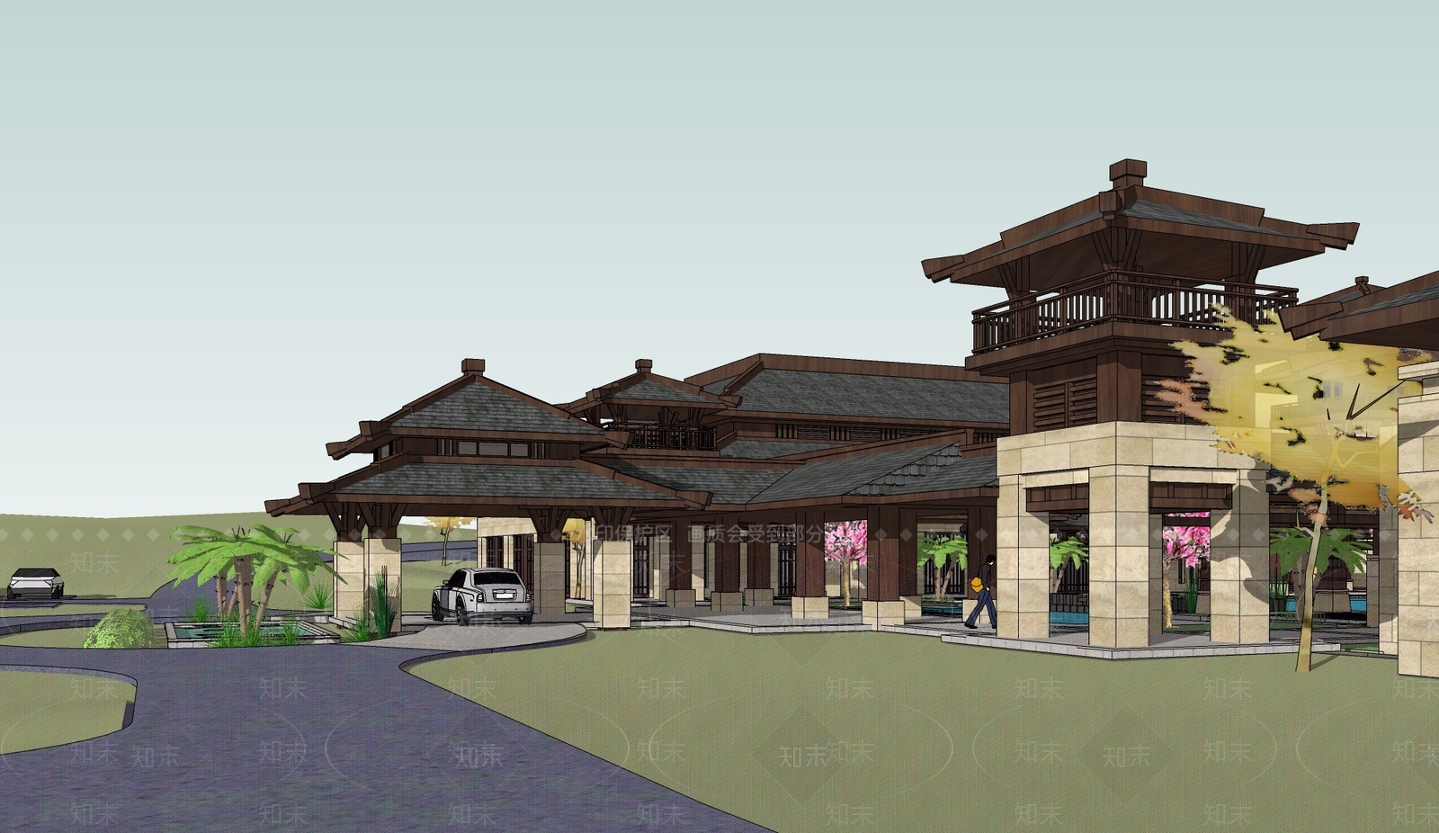 中式其他文化场馆SU模型下载【ID:1107950444】