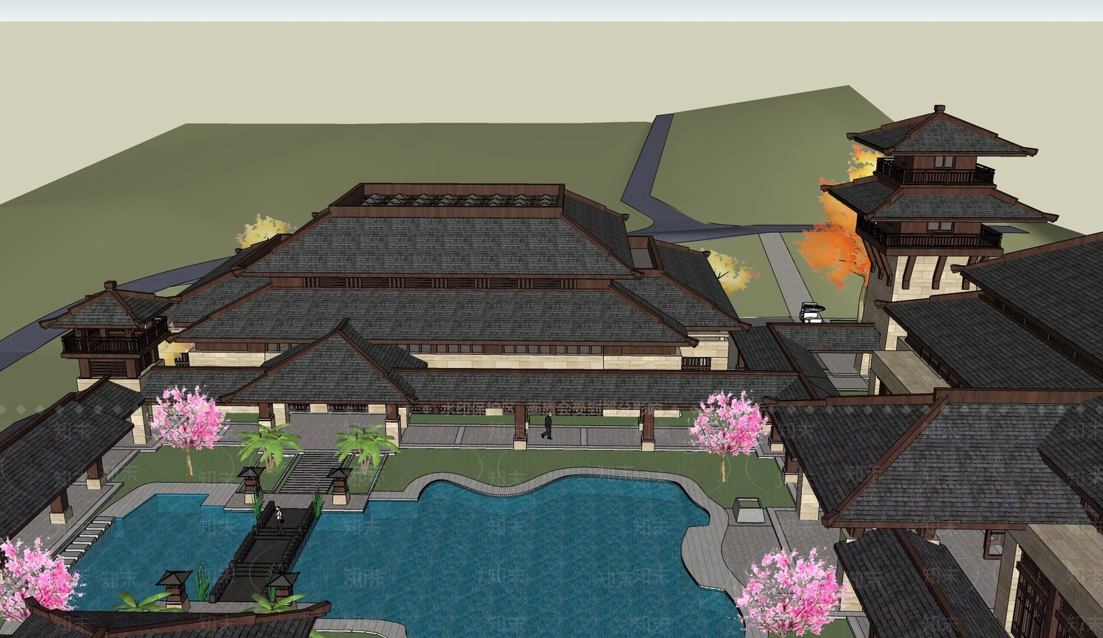 中式其他文化场馆SU模型下载【ID:1107950444】