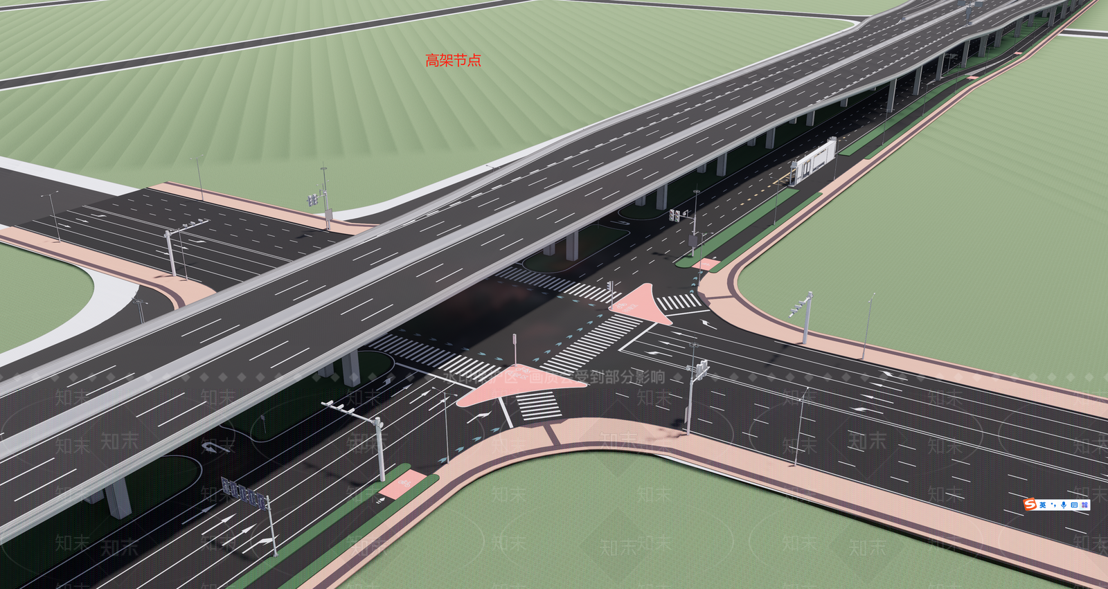 现代互通及高架桥道路SU模型下载【ID:1107951024】