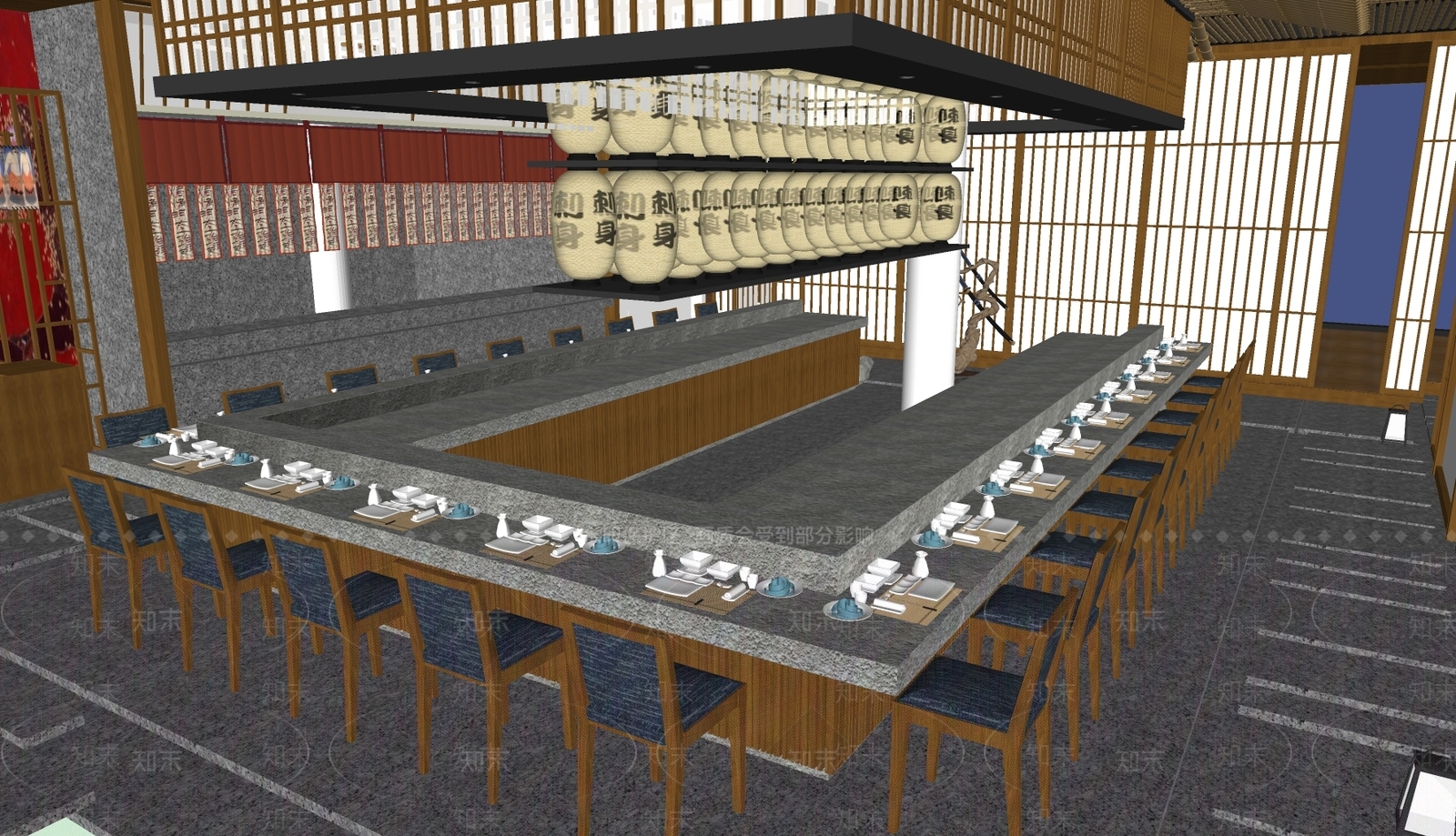 日式铁板烧SU模型下载【ID:1107953147】