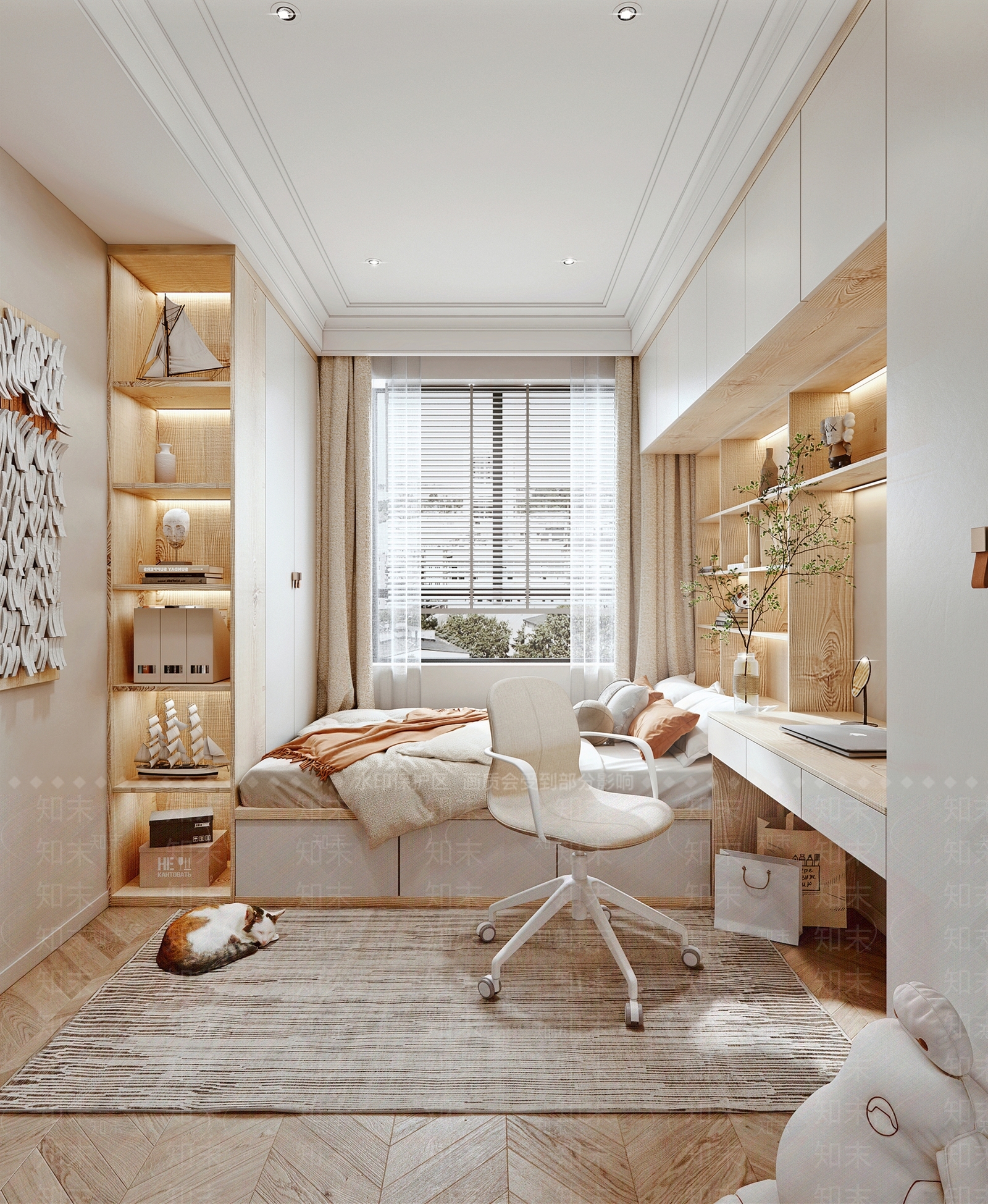 北欧榻榻米卧室3D模型下载【ID:1107954625】