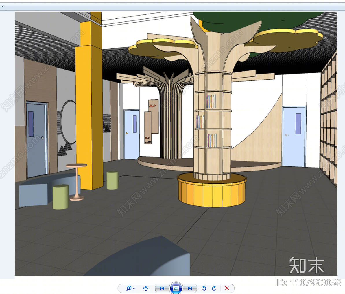 现代图书馆内部SU模型下载【ID:1107990058】