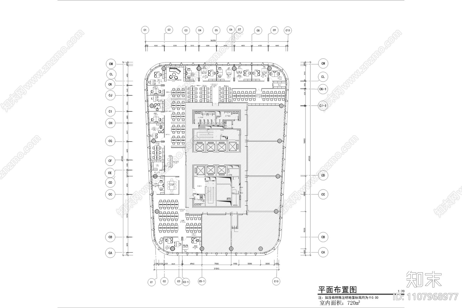 办公室cad施工图下载【ID:1107968977】