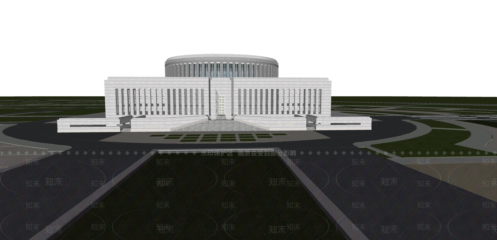现代图书馆建筑SU模型下载【ID:1107971095】
