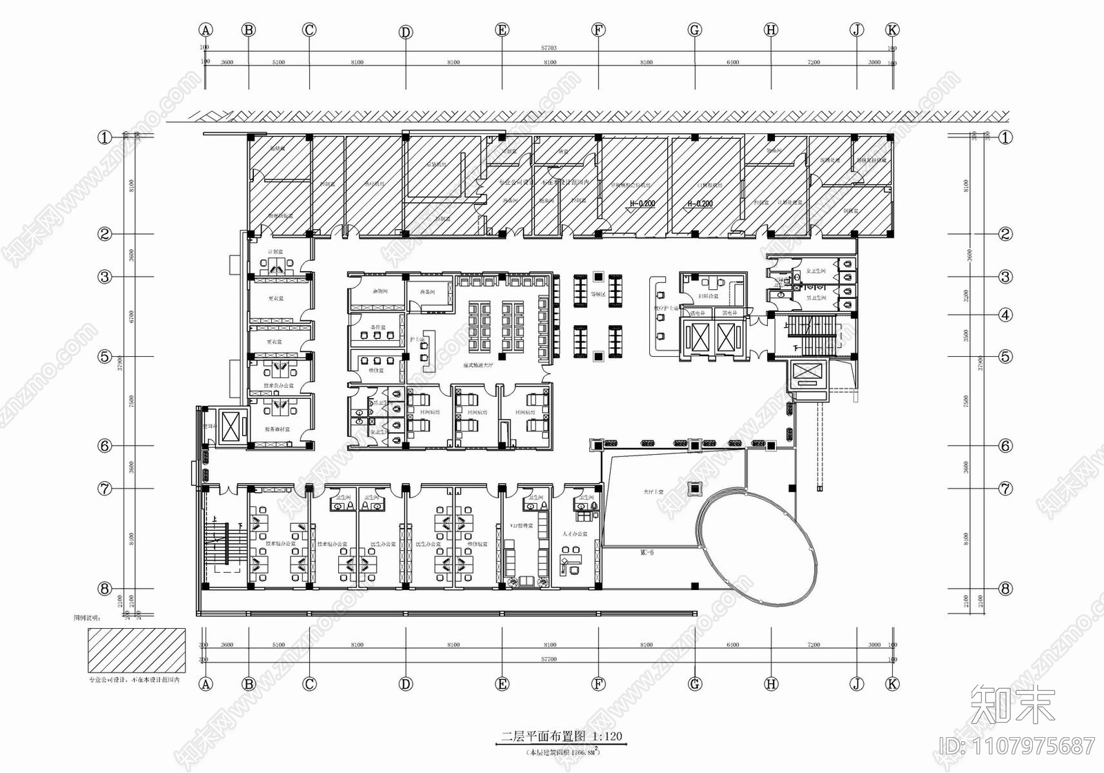 医院放疗楼cad施工图下载【ID:1107975687】