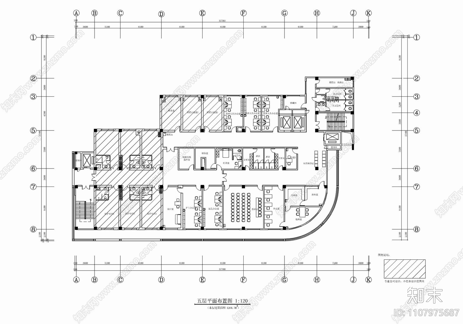 医院放疗楼cad施工图下载【ID:1107975687】