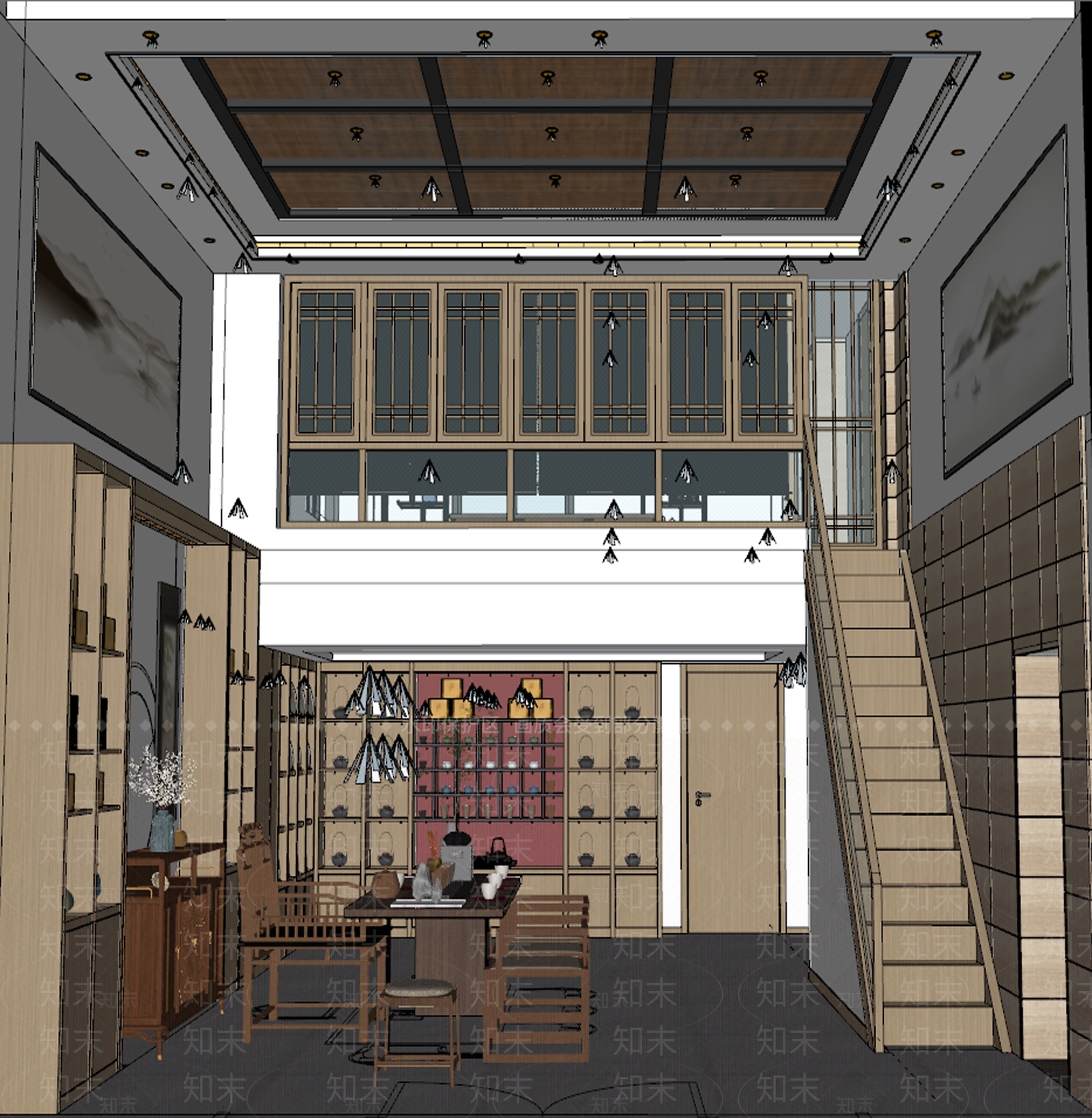 新中式休息区SU模型下载【ID:1107986270】