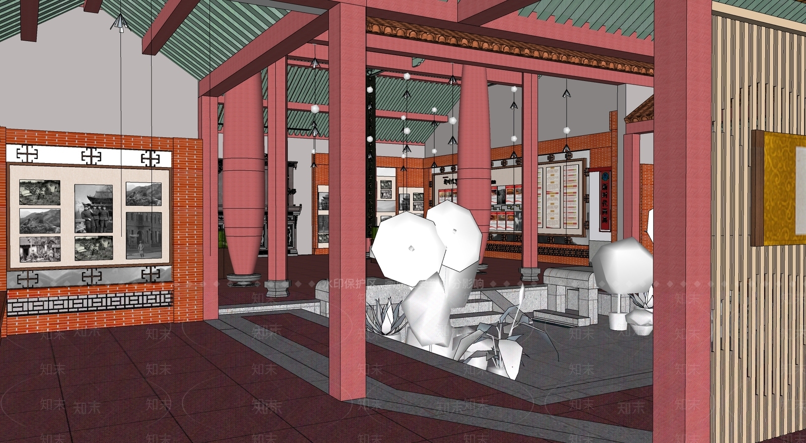 中式家风家训党建展厅SU模型下载【ID:1107988643】