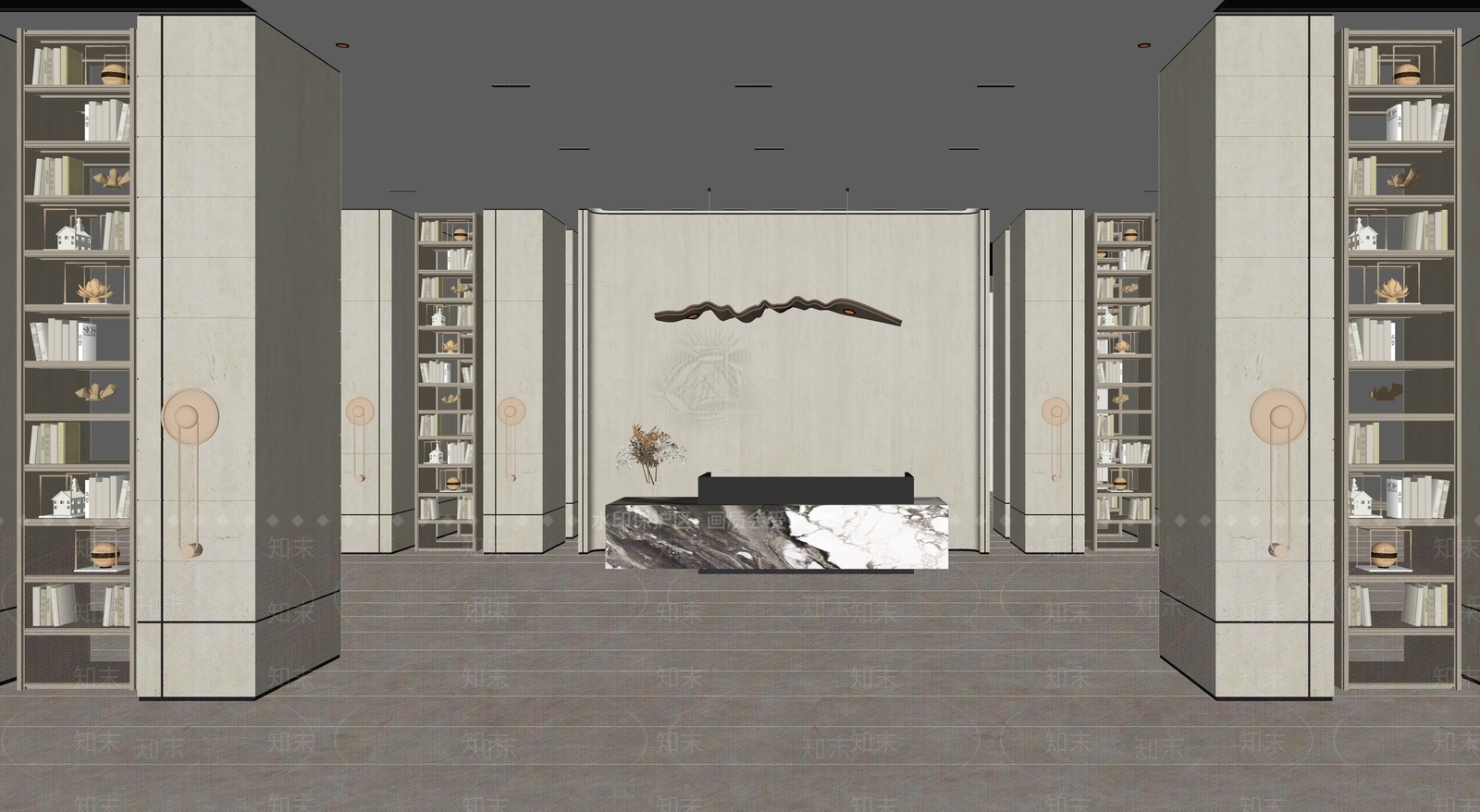 现代售楼处前台SU模型下载【ID:1107990752】