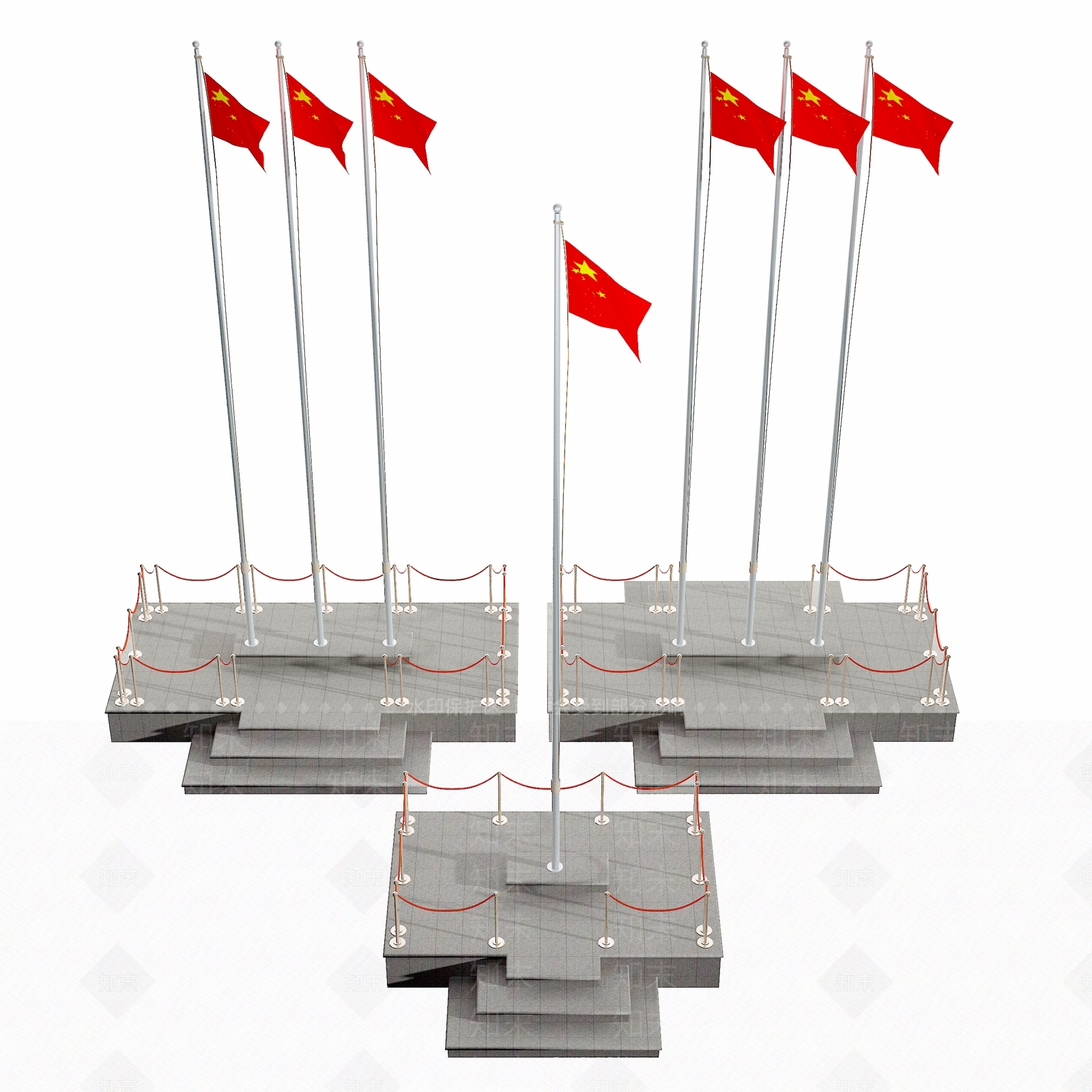 现代升旗台3D模型下载【ID:1108061075】
