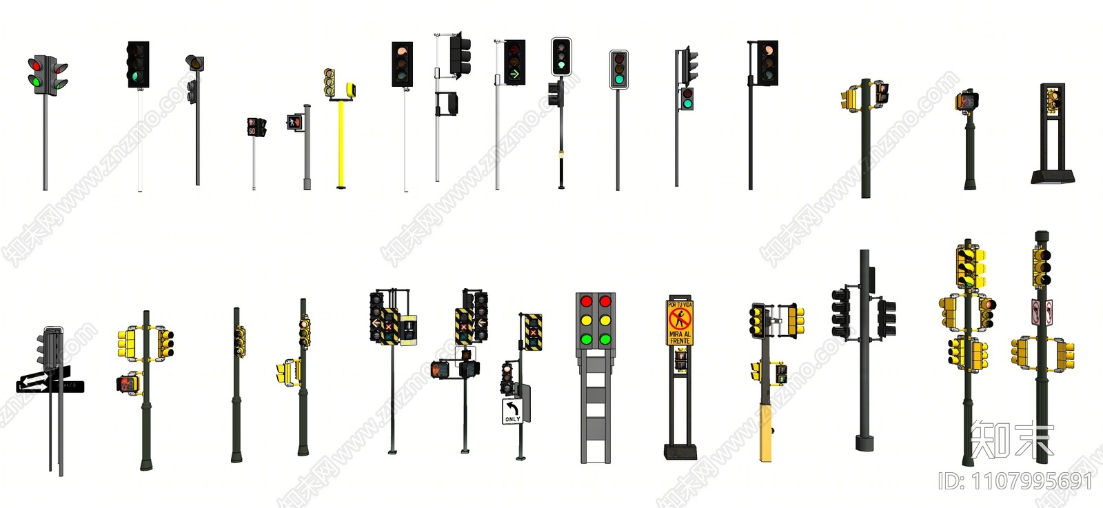 现代道路交通信号灯SU模型下载【ID:1107995691】