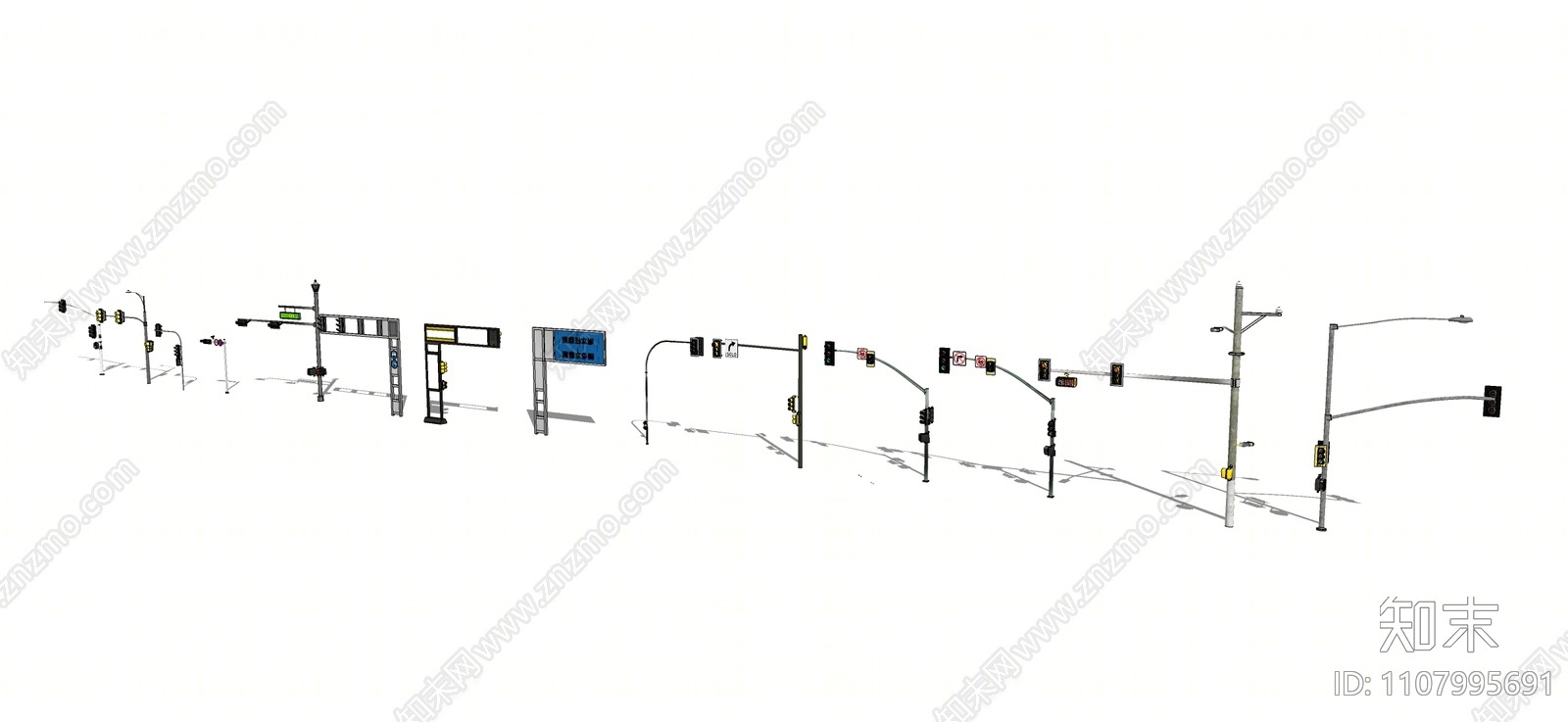 现代道路交通信号灯SU模型下载【ID:1107995691】