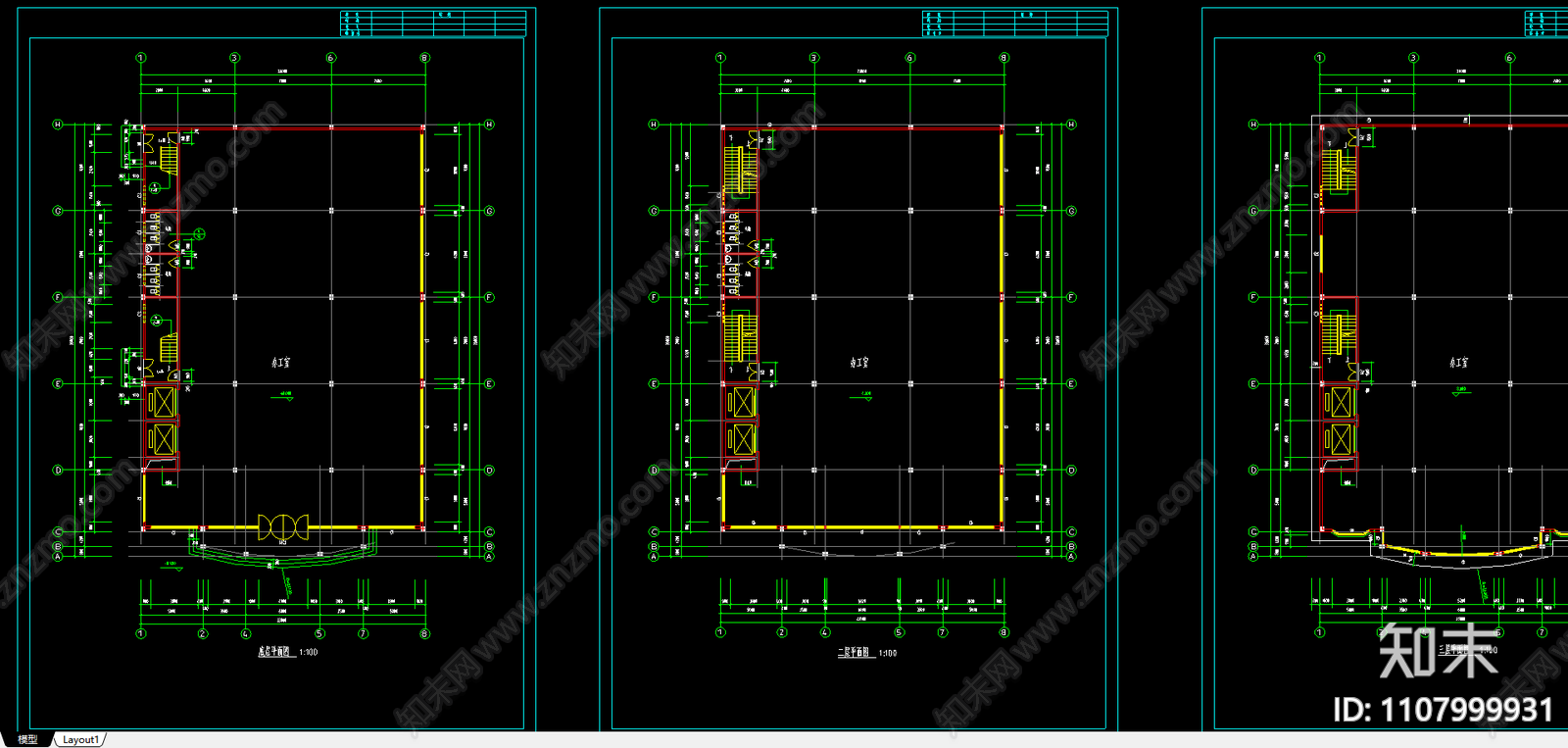 综合楼建筑图cad施工图下载【ID:1107999931】