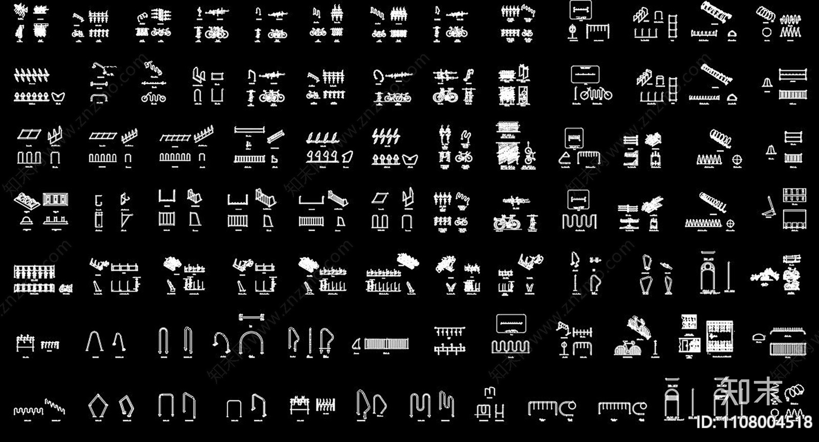 自行车架子CAD施工图下载【ID:1108004518】