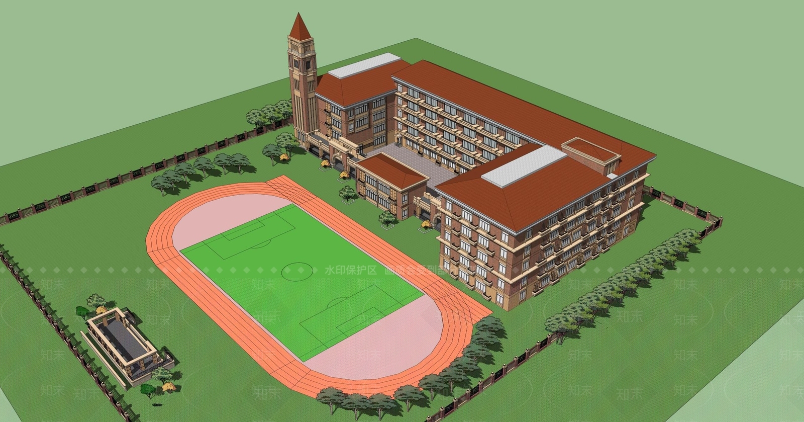英式学校SU模型下载【ID:1108008691】