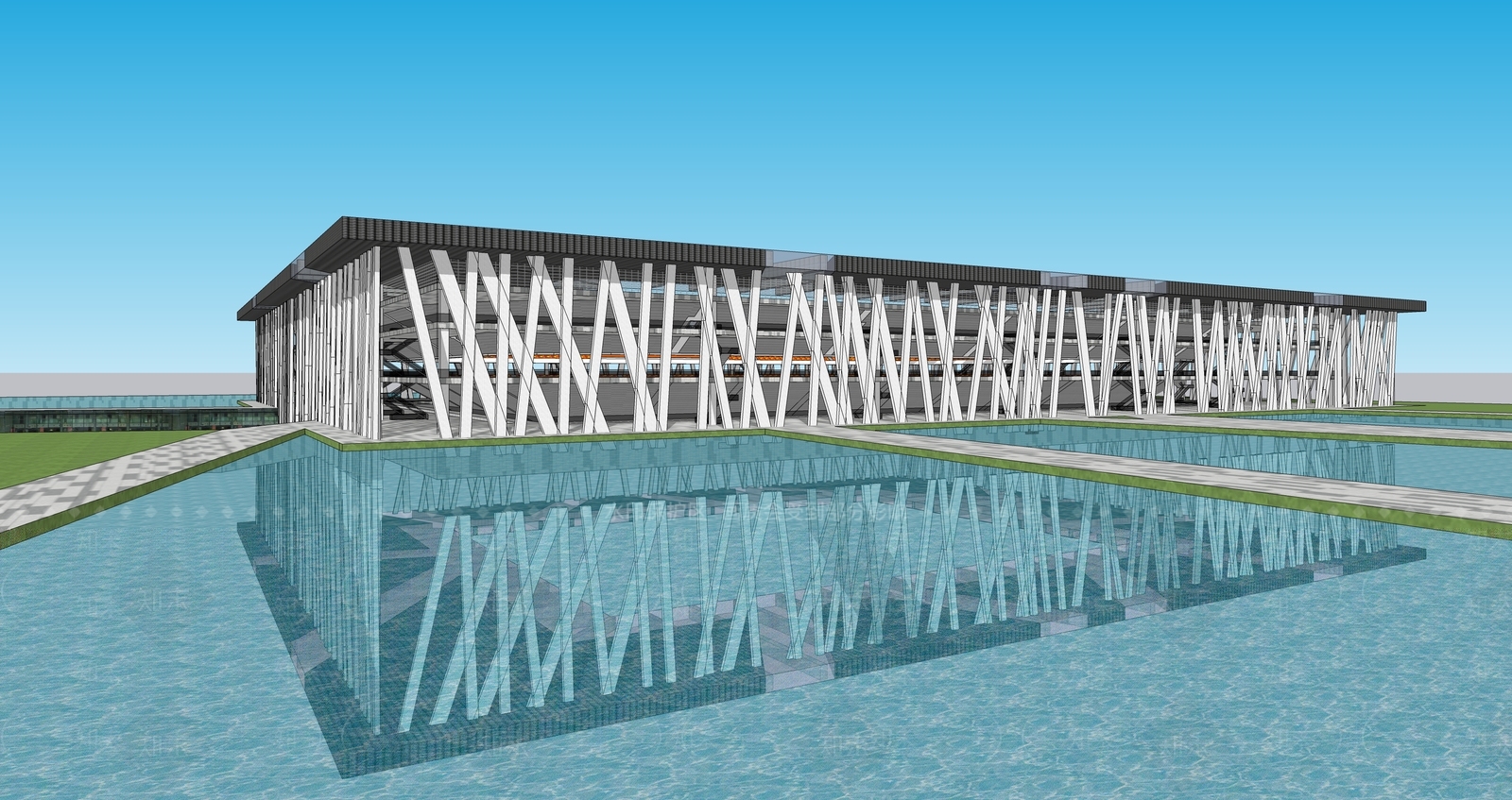 现代体育建筑SU模型下载【ID:1108016895】
