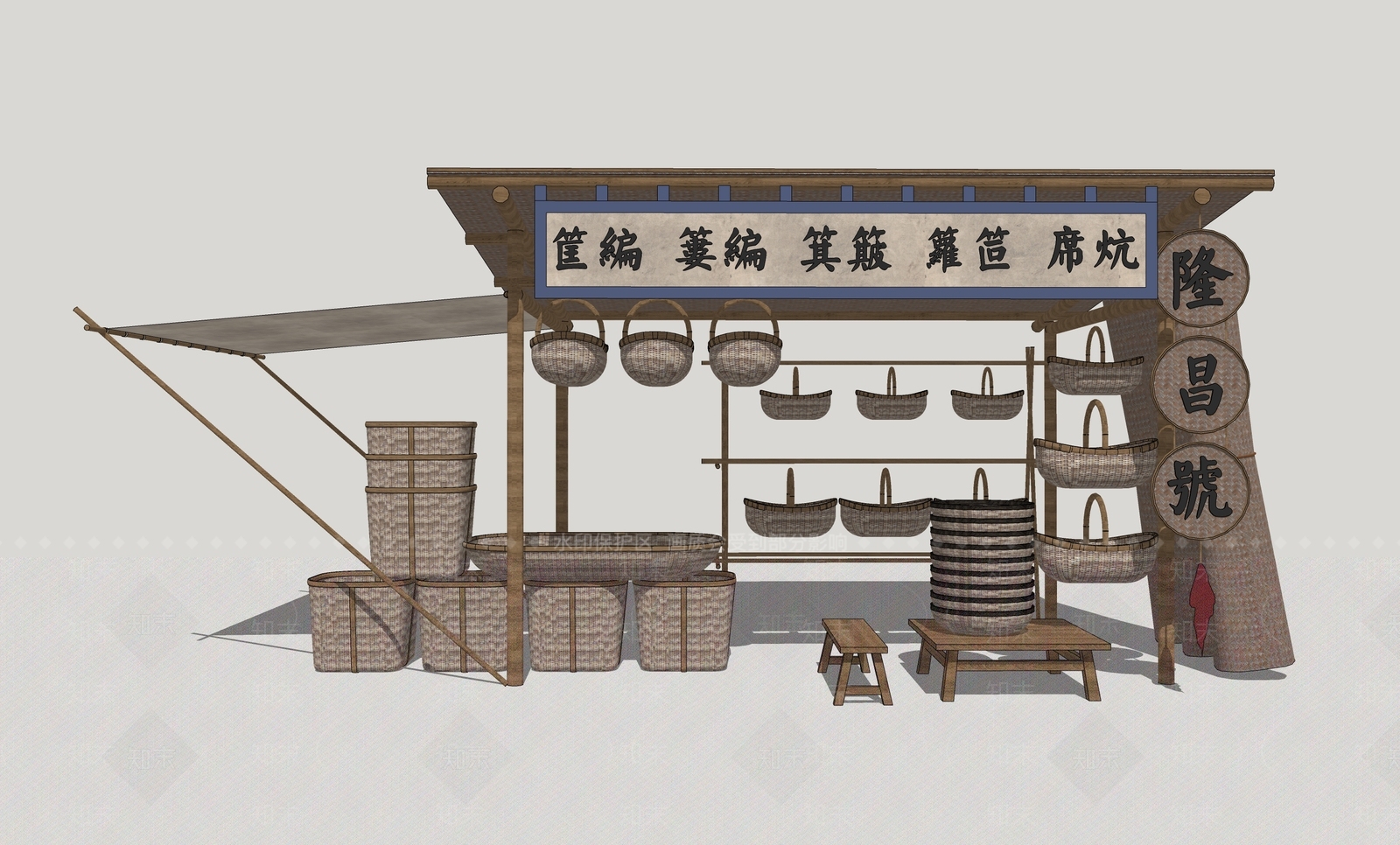 中式编筐SU模型下载【ID:1108018352】