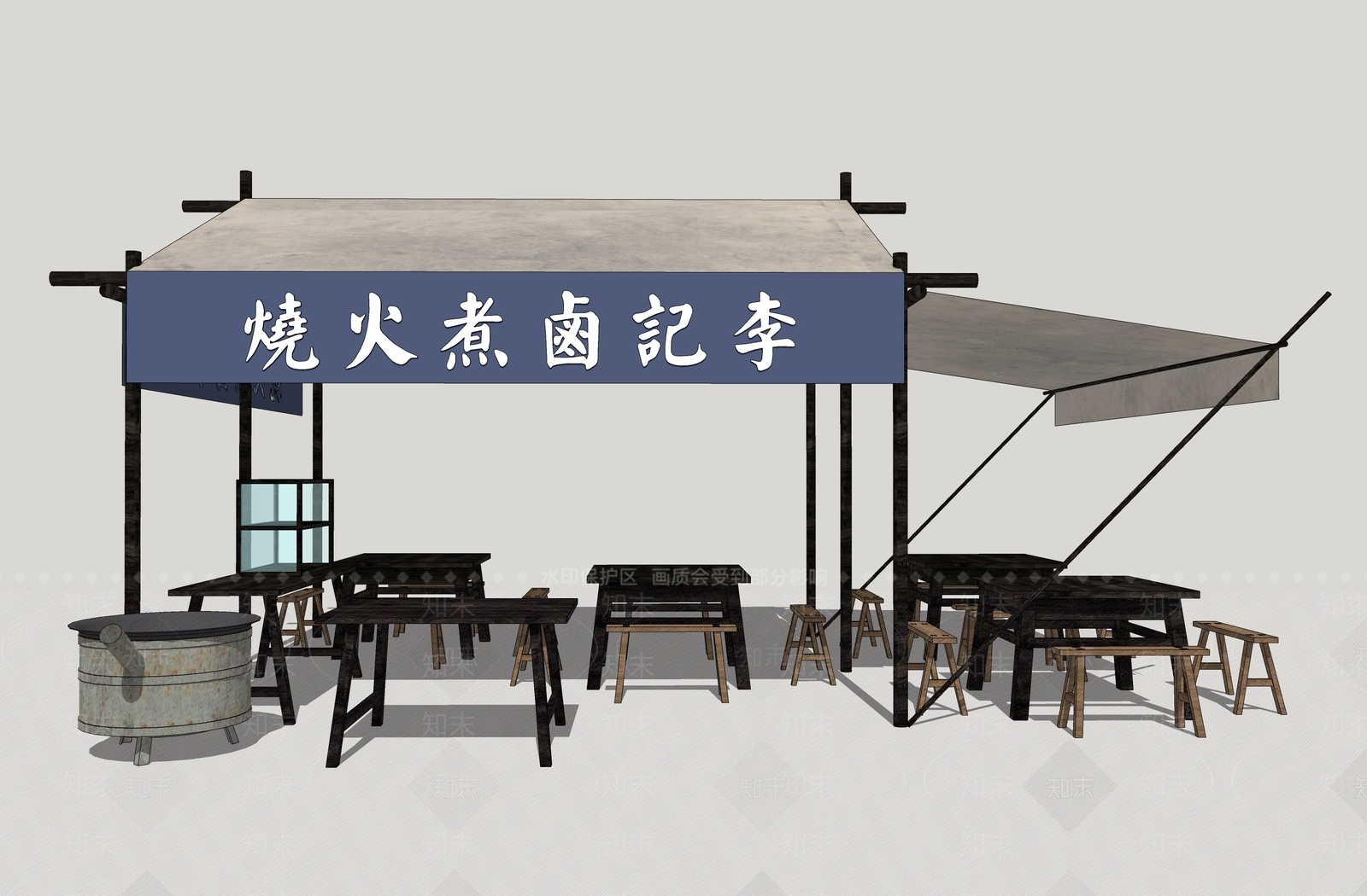 中式卤煮SU模型下载【ID:1108018821】