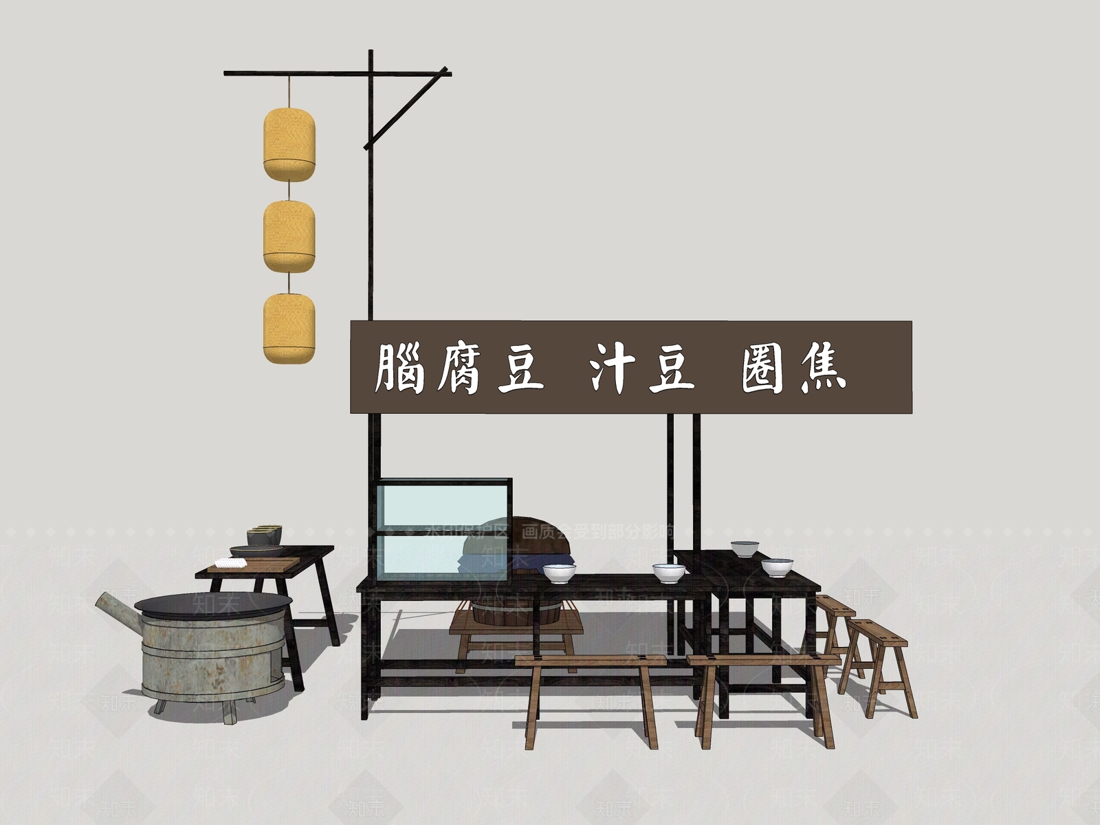 中式豆汁SU模型下载【ID:1108018979】