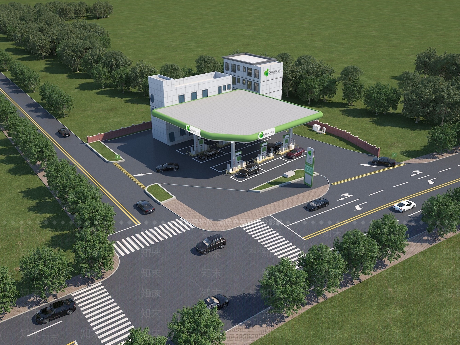 现代加油站3D模型下载【ID:1108032968】