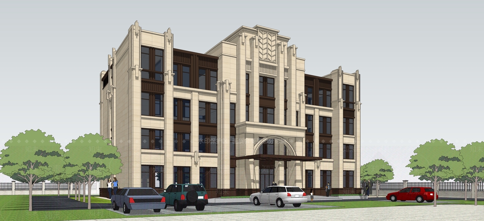 欧式多层办公楼SU模型下载【ID:1108044013】