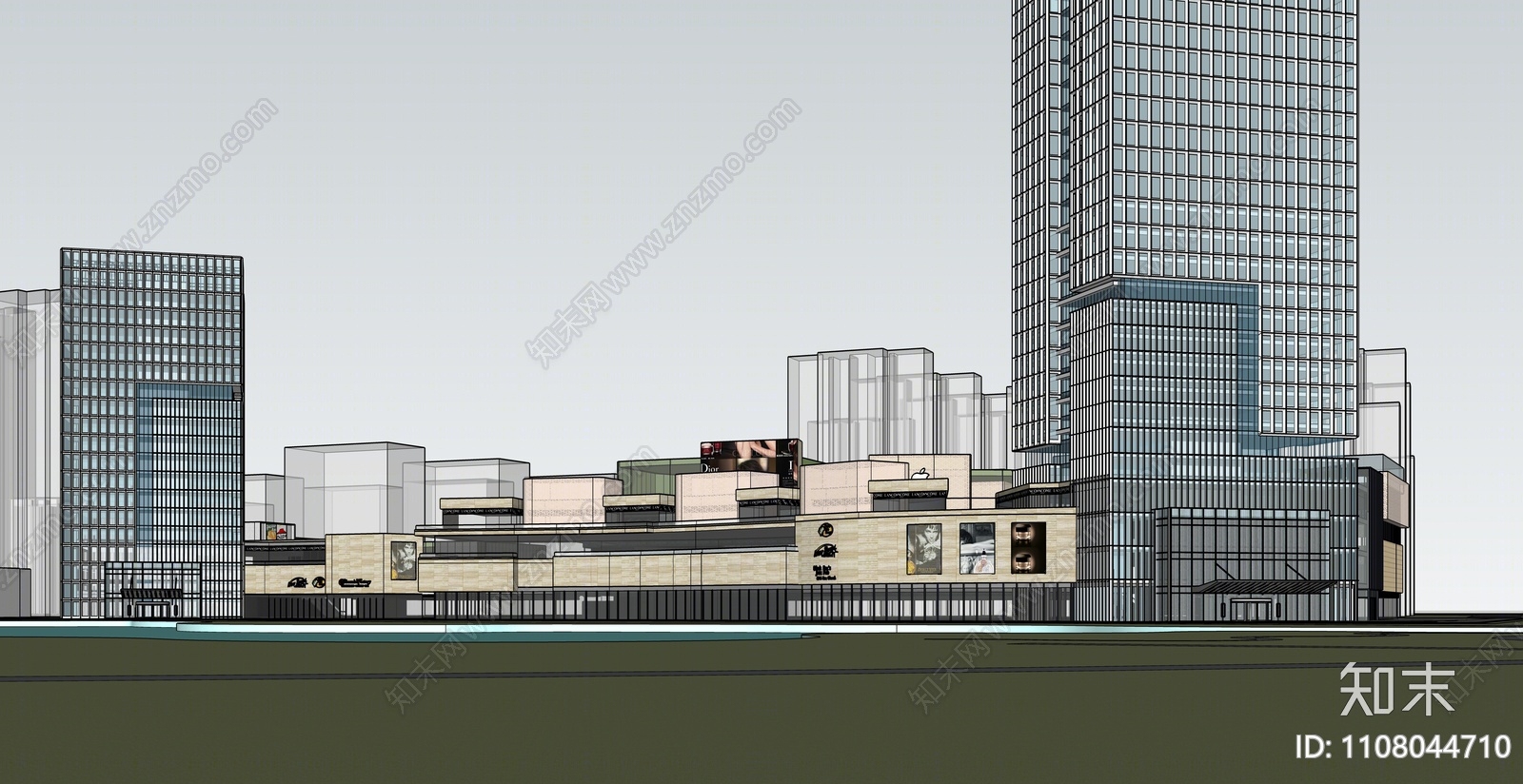 现代商业综合体SU模型下载【ID:1108044710】