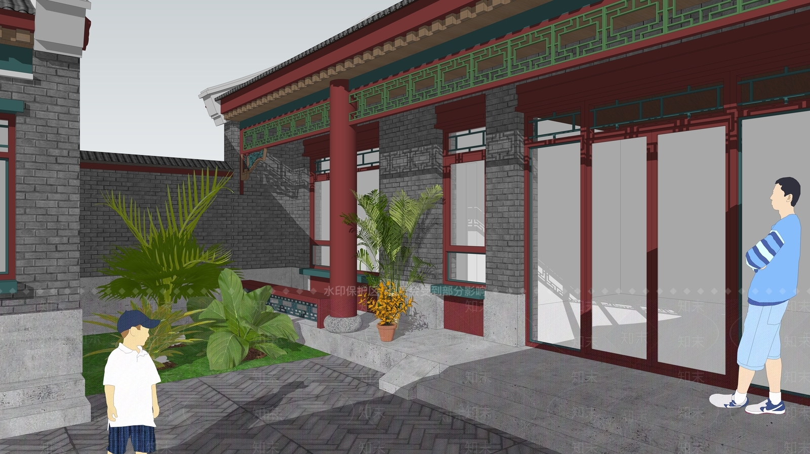 中式四合院SU模型下载【ID:1108045805】