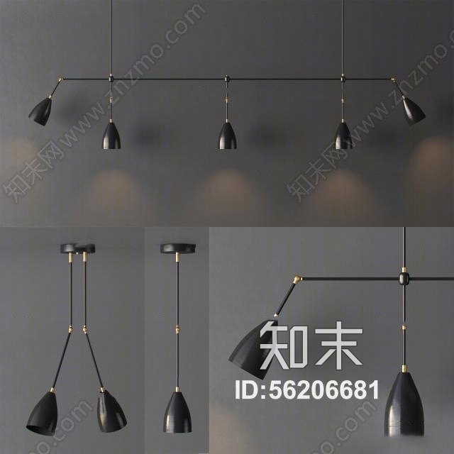 现代金属吊灯3D模型下载【ID:56206681】