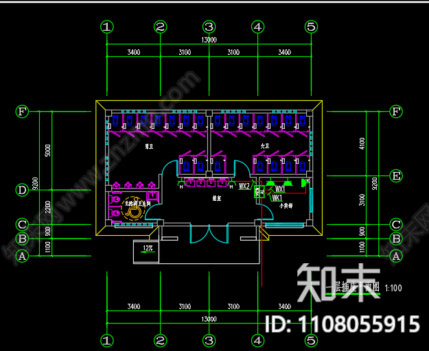 金镇公厕电气图设计低版本cad施工图下载【ID:1108055915】