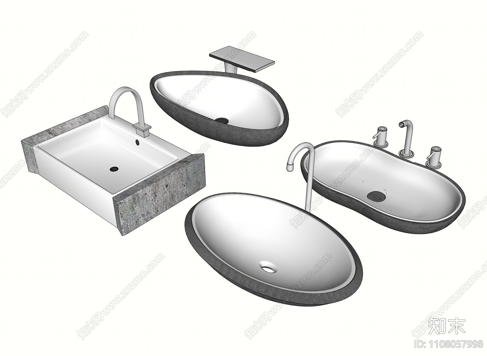 现代洗手台SU模型下载【ID:1108057998】