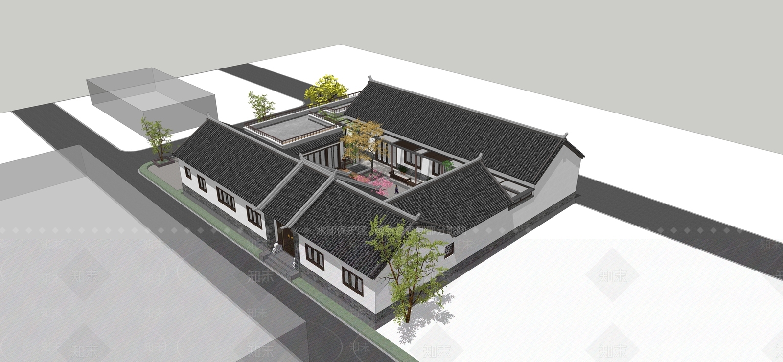 中式四合院SU模型下载【ID:1108062833】