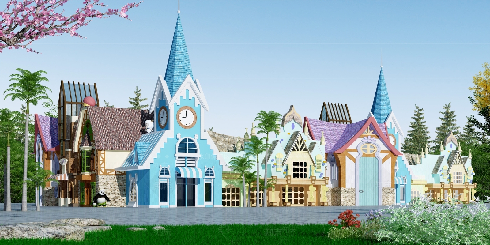 现代卡通建筑外观3D模型下载【ID:1108069535】