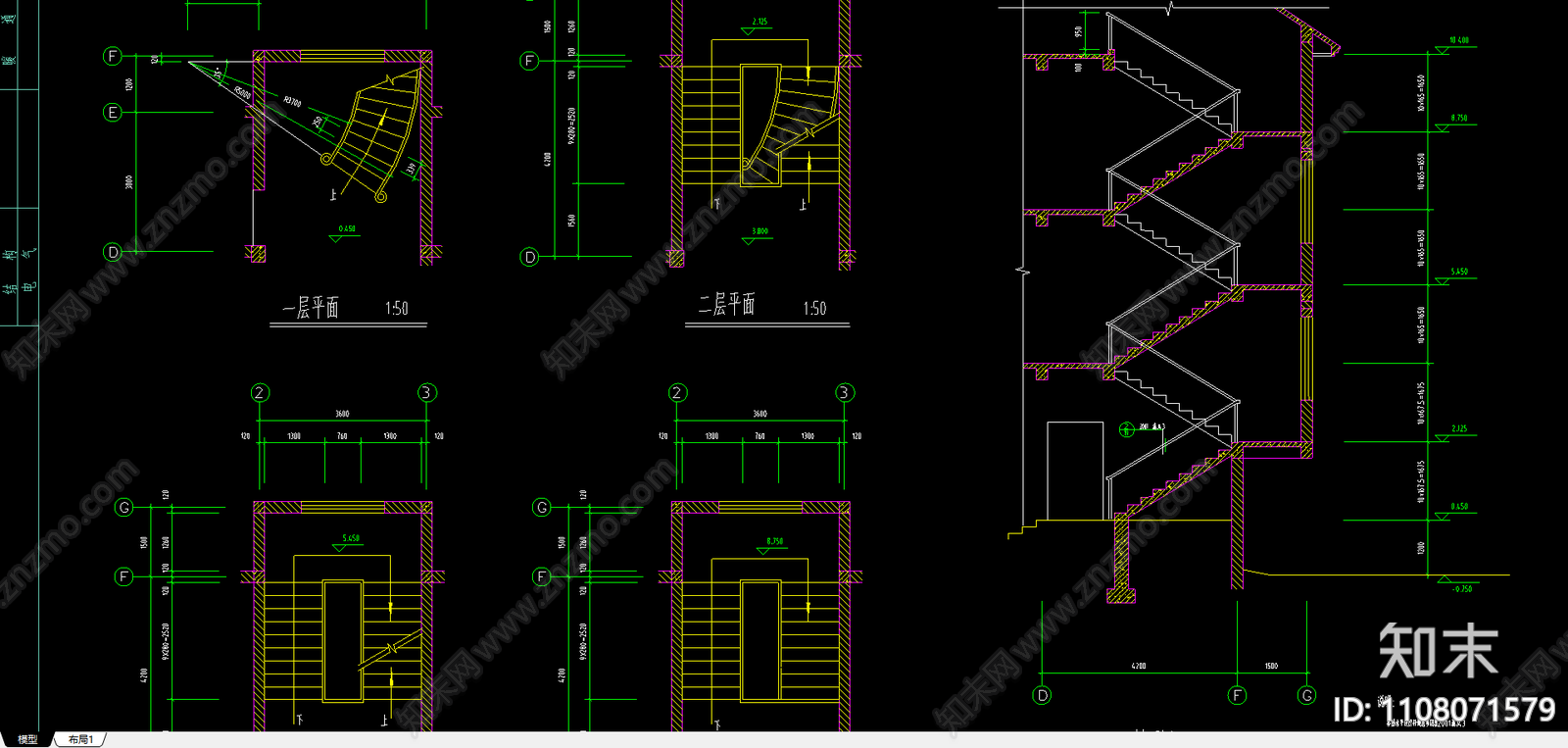 乡村小别墅建筑施工图cad施工图下载【ID:1108071579】