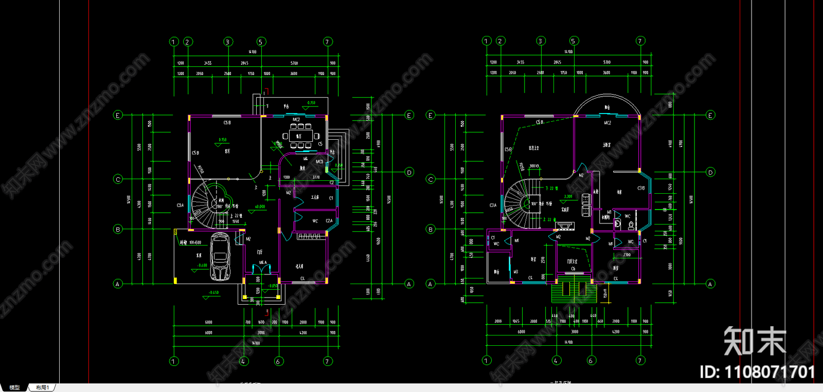 独立别墅建筑图cad施工图下载【ID:1108071701】