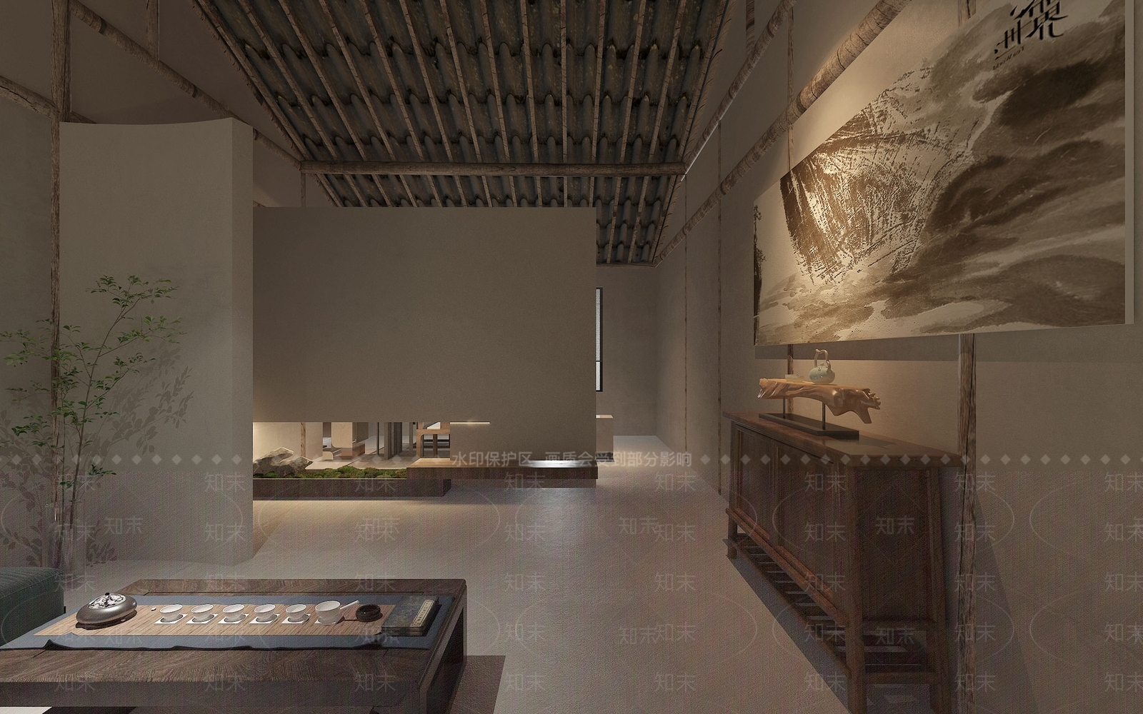 新中式民宿茶室3D模型下载【ID:1108073312】