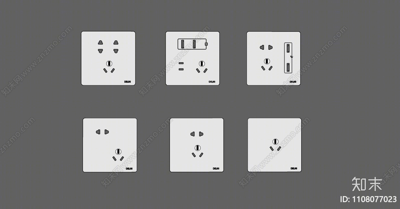 现代墙插SU模型下载【ID:1108077023】